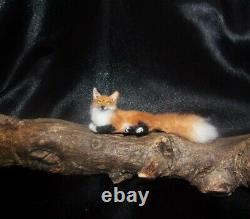 OOAK 112 Red fox realistic miniature handmade dollhouse handsculpted cat IGMA