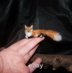 OOAK 112 Red fox realistic miniature handmade dollhouse handsculpted cat IGMA