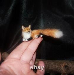 OOAK 112 Red fox realistic miniature handmade dollhouse handsculpted cat IGMA