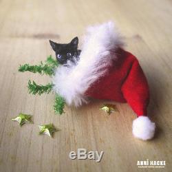 OOAK Cat Christmas Kitten Dollhouse Furred Animal 112th Miniature Artist Custom