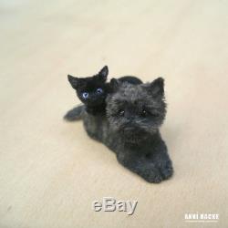 OOAK Cat Christmas Kitten Dollhouse Furred Animal 112th Miniature Artist Custom