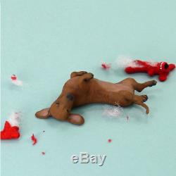 OOAK Dollhouse Miniature Dachshund Sculpture by Kerri Pajutee Handsculpted Dog