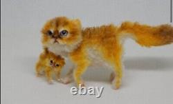 OOAK Dolls House Miniature Artist Cat and Kitten 112