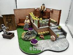 OOAK Dolls House Miniature Garden Room Box Diorama Dolls Flowers Pond Shed 112