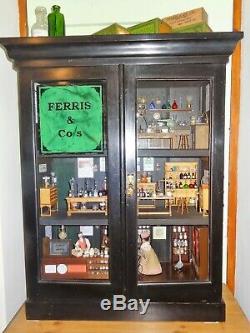 OOAK FERRIS & CO PHARMACY Fully Furnished Cabinet Dolls House