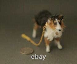 OOAK Handmade Dolls House Tricolour Border Collie Dog Canis Minor Miniatures Art