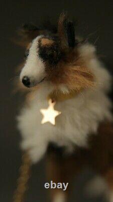 OOAK Handmade Dolls House Tricolour Border Collie Dog Canis Minor Miniatures Art