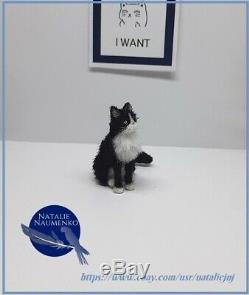 OOAK Handsculpted Tuxedo Cat Realistic Miniature Dollhouse 112 Handmade Animal