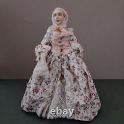 OOAK Lady Doll in 18th Century Taffeta Floral Fashion 1/12 Miniature Dollshouse