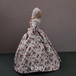 OOAK Lady Doll in 18th Century Taffeta Floral Fashion 1/12 Miniature Dollshouse