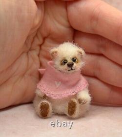 OOAK Miniature Teddy Bear Artist Crochet Handmade Jointed Toy Doll House