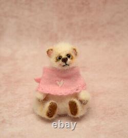 OOAK Miniature Teddy Bear Artist Crochet Handmade Jointed Toy Doll House