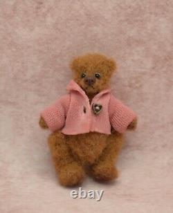 OOAK Miniature Teddy Bear Artist Crochet Handmade Jointed Toy Doll House