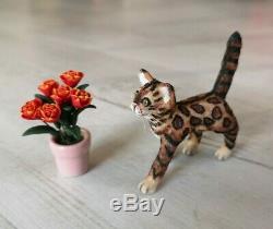 OOAK Realistic Miniature 112 bengal cat kitty dollhouse