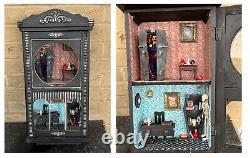 OOAK Unique 1/12 Dolls House Miniature Gothic Black wall clock Vampires Coffins