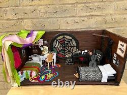 OOAK Unique 1/12 Dolls House Miniature Wednesday Enid Room Lights Diorama Addams