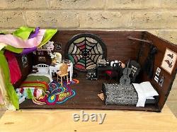 OOAK Unique 1/12 Dolls House Miniature Wednesday Enid Room Lights Diorama Addams