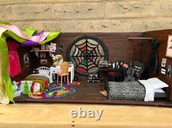 OOAK Unique 1/12 Dolls House Miniature Wednesday Enid Room Lights Diorama Addams