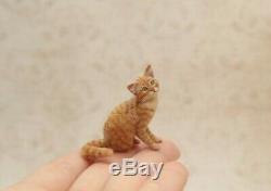 OOAK realistic dollhouse miniature hand-sculpted orange tabby cat
