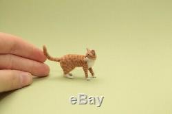 OOAK realistic dollhouse miniature hand-sculpted orange tabby cat