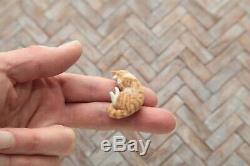 OOAK realistic dollhouse miniature hand-sculpted sleeping orange tabby cat