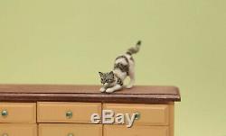 OOAK realistic dollhouse miniature hand-sculpted tabby cat