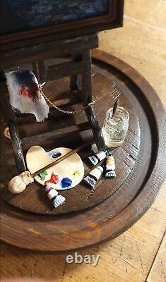 OOK KLIMT Style Original Hand Painted Doll House Miniature Oil Painting 112