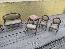 Old Vtg German French Miniature Parlor Set Neo-rococo Doll House Furniture