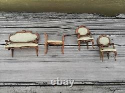 Old Vtg German French Miniature Parlor Set Neo-rococo Doll House Furniture