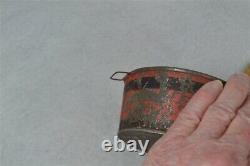 Old early wash tub wooden scrub board painted tin miniature toy doll house 1800s