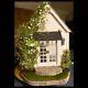 Ooak Tin Roof She-shed Dollhouse Cottage White Wood Siding Rose Vines Lovely