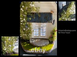 Ooak Tin Roof She-shed Dollhouse Cottage White Wood Siding Rose Vines Lovely