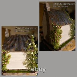 Ooak Tin Roof She-shed Dollhouse Cottage White Wood Siding Rose Vines Lovely