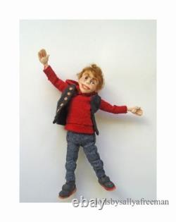 Ooak dollshouse miniature poseable little boy doll in 12th scale