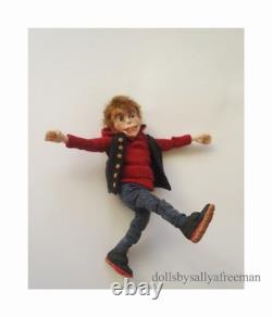 Ooak dollshouse miniature poseable little boy doll in 12th scale