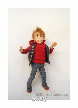 Ooak dollshouse miniature poseable little boy doll in 12th scale