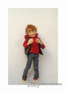 Ooak dollshouse miniature poseable little boy doll in 12th scale