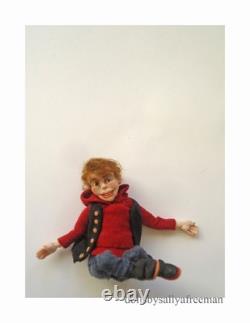 Ooak dollshouse miniature poseable little boy doll in 12th scale