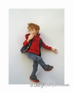 Ooak dollshouse miniature poseable little boy doll in 12th scale