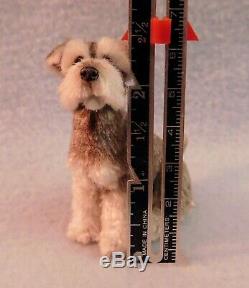 Original 1/12th Dollhouse Scale Schnauzer Dog, EBSQ Cammi's