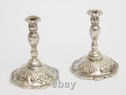 Pair of sterling solid silver miniature candlesticks go to bed 1899 dolls house