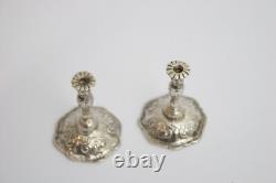 Pair of sterling solid silver miniature candlesticks go to bed 1899 dolls house