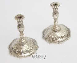 Pair of sterling solid silver miniature candlesticks go to bed 1899 dolls house