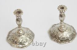 Pair of sterling solid silver miniature candlesticks go to bed 1899 dolls house