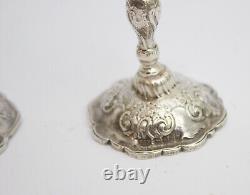 Pair of sterling solid silver miniature candlesticks go to bed 1899 dolls house
