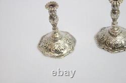 Pair of sterling solid silver miniature candlesticks go to bed 1899 dolls house