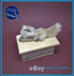 Persian Cat OOAK 112 Miniature Dollhouse Handmade Handsculpted Realistic animal