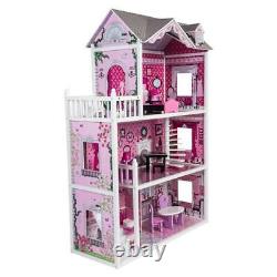 Pink Decorated Barbie Dollhouse Furniture Doll House Kids Toys Dolls Girls Gift