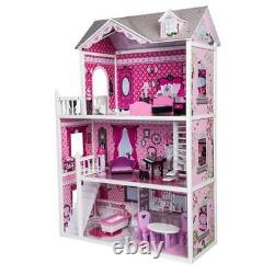 Pink Decorated Barbie Dollhouse Furniture Doll House Kids Toys Dolls Girls Gift