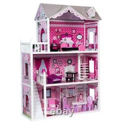 Pink Decorated Barbie Dollhouse Furniture Doll House Kids Toys Dolls Girls Gift